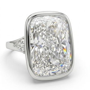 Platinum Cushion Cut Lab Grown Diamond IGI Certified Bezel Setting Women's Engagement Ring Wedding Anniversary Classic Fine - Product Image 3