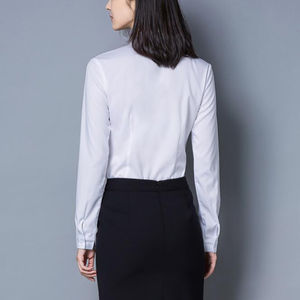 เสื้อเชิ้ตผู้หญิงสีขาว แฟชั่นแขนยาว คอปก ทรงปกติ ติดกระดุม เสื้อเชิ้ตทำงาน สง่างาม ซักแห้ง ผ้าฝ้าย 100% - Product Image 3