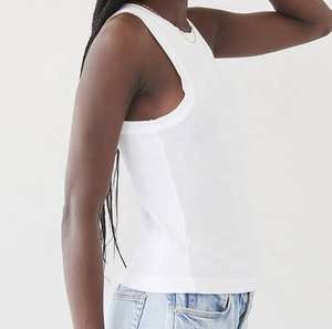 Camiseta sin mangas para mujer, camisetas sin mangas cortas para mujer, camisetas sin mangas acanaladas de alta calidad y transpirables, chaleco con cuello para mujer - Product Image 3