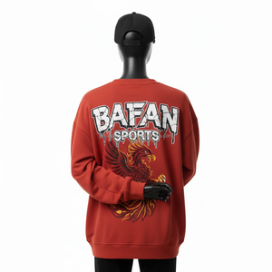 Sweat-shirt polaire GSM pour femmes Tissu en polyester de coton de couleur rouge rouille avec logo de broderie personnalisé Sweatshirts respirants pour femmes - Product Image 2