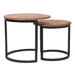 Table basse en métal et bois de qualité supérieure au design moderne, finition naturelle, pour la maison, les hôtels, les villas, meubles décoratifs - Product Image 4