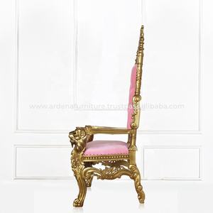 Silla de comedor de PC de lujo clásica moderna, respaldo alto, estilo Rey León, muebles dorados y rosas para sala de estar, apartamento para eventos de banquetes - Product Image 4