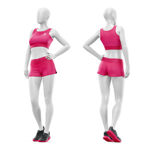 Conjunto de Yoga Personalizado con Estampado Sólido, Top Corto con Cuello Redondo y Tirantes Ajustables, Pantalones Cortos, Tejido Elástico en Cuatro Direcciones, Transpirable y Ecológico - Product Image 3