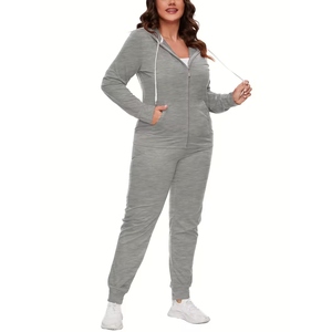 OEM Men Winter Streetwear Hooded Solid Baggy Zipper Fleece Oversized Two Piece Jogging Pants Tracksuit <b>Set</b> Wholesale Cotton - Product Image 3