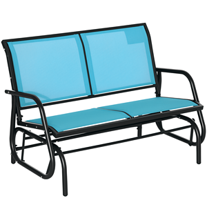 2-persona con struttura in acciaio rivestito di potere esterno aliante panca Patio doppia oscillazione sedia a dondolo Loveseat blu per giardino cortile portico - Product Image 1