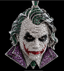 Pendentif en diamant artificiel, breloque en moissanite, bijou de visage ton argent, pendentif statement avec pierre verte et violette - Product Image 1