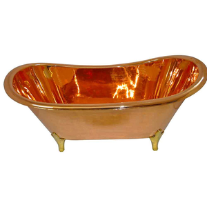 Bañera de Cobre con Acabado Completamente en Cobre y Patas de Latón, Bañera de Lujo Independiente para Hogar, Baño, Spa, Hotel, Resort y Villa - Product Image 1