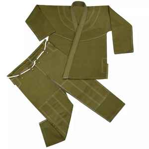 Conjunto de Kimono de Jiu-Jitsu Brasileño Unisex Verde Oliva, Uniforme de Artes Marciales Teñido Liso y Duradero - Product Image 4
