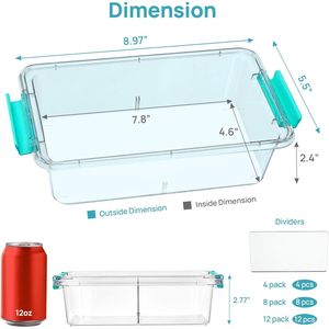 Lot de 8 boîtes à crayons en plastique transparent de 1,5 Qt avec séparateur amovible, empilables, pour organiser les stylos - Product Image 2