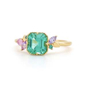 Emerald Cut Zircon Ring Bezel Setting Vintage Style Women's Gemstone Engagement Ring - Product Image 5