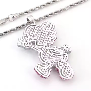 Lindo colgante de Minnie Mouse de dibujos animados, plata 925, moissanita, diamante, micro pavé, amuleto unisex, regalo para joyería. - Product Image 4