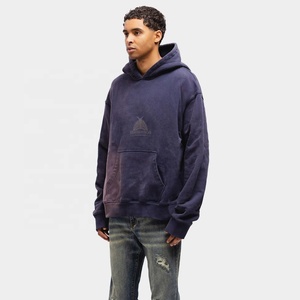 Acid Wash Pullover Hoodie Oem Cotton Stone Vintage Oversized Crop Acid Wash Hoodie para hombres Custom Brand Logo algodón mezclado - Product Image 3