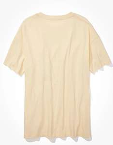 Camiseta Beige Oversize Lisa para Mujer, Algodón Suave, Estilo Casual Urbano, Manga Media, Cuello Redondo, Corte Regular, Ecológica, de Secado Rápido - Product Image 4