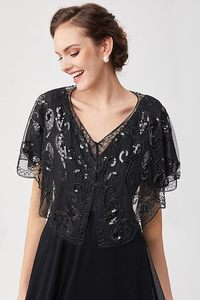 Capes For Women Stylish, Sequin Beaded black Shawl for Women Wraps, Versatile <b>Cover</b>-<b>Up</b> for <b>Weddings</b> and Events - Product Image 2