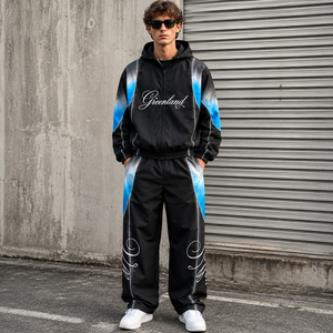 High Quality <b>Waterproof</b> Hooded Zip-Up <b>Jacket</b> <b>and</b> <b>Trouser</b> 2 Pieces Windbreaker <b>Set</b> Custom Logo Color Block Windbreaker Tracksuit - Product Image 1