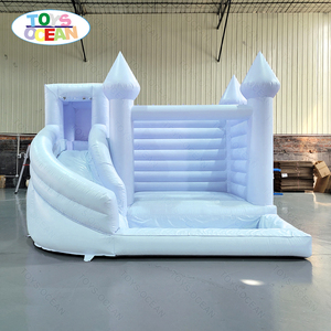 Nhà <span class=keywords><strong>Bouncy</strong></span> Cho Trẻ Em Màu Xanh Nhạt Thương Mại Tùy Chỉnh Nhà Bounce Màu Trắng Kết Hợp Bật Nảy Bơm Hơi Với Cầu Trượt Nước Hồ Bơi - Product Image 2