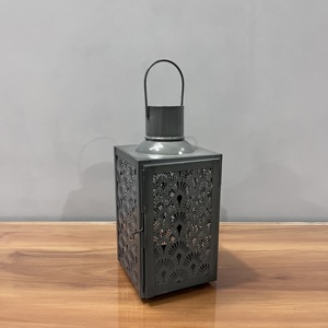 Decorative Iron Artisan Design Candle Lantern Vintage Hollow Pattern Tabletop Home Decor - Product Image 2