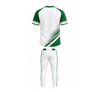 Ensemble de maillots de baseball d'équipe blanc et vert sublimé à manches courtes avec pantalon pour hommes adultes toutes saisons anti-humidité - Product Image 3
