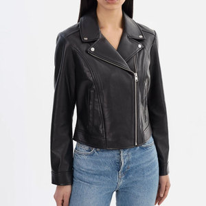 Chaqueta Corta de Cuero para Mujer de la Mejor Calidad, Estilo Motociclista, Ropa de Invierno, Chaquetas de Cuero de Moda, Venta Directa de Fábrica - Product Image 1