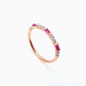 Luxury Pink Baguette Gemstone Half <b>Eternity</b> Band <b>Ring</b> for Women Diamond Accent 10K 14K 18K Gold & 925 <b>Silver</b> 935 <b>Silver</b> - Product Image 3
