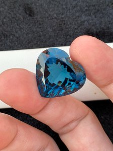 Topacio Azul de Londres Natural, Gema Facetada en Forma de Corazón, Cristal Azul, Piedra Suelta para Joyería, Anillo, Colgante, Collar, Regalo - Product Image 3