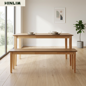 Contemporary Durable Wooden Dining <b>Table</b> <b>and</b> <b>Bench</b> Set Minimalist Modern Design Stable Home Furniture for Dining Room <b>and</b> Hotel - Product Image 1