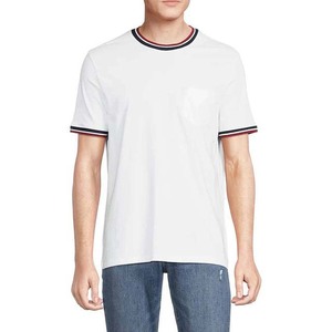 Camiseta de algodón de manga corta amarilla para hombre con ribete en contraste, cuello redondo, corte regular, estilo casual - Product Image 2