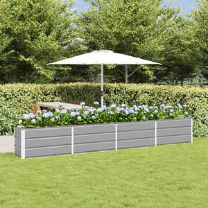 Jardinière en acier gris clair 125,98 x 15,75 x 17,72 po pour fleurs et plantes - Product Image 1