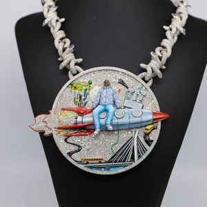 Pendentif Charme Design Fusée Cartoon, look élégant, moissanite + argent, style Hip Hop, bijoux unisexes, cadeau, qualité supérieure - Product Image 1