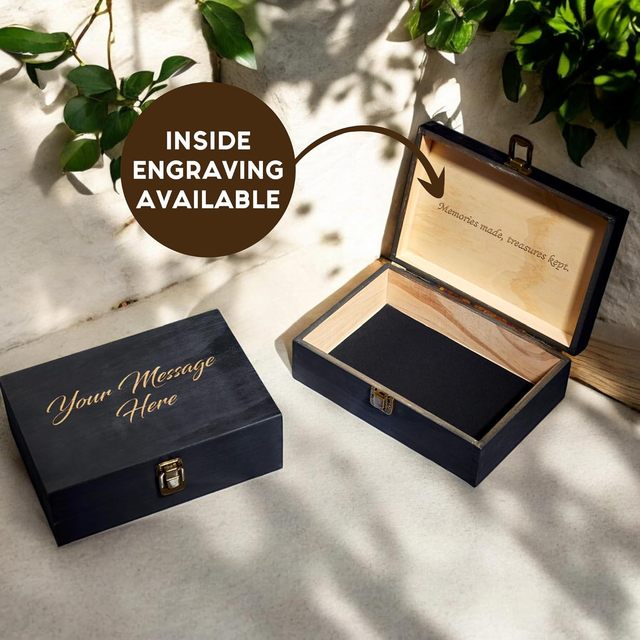 ENGRAVE MY MEMORIES Personalized Hand-made Wooden Keepsake Box Custom Memory Storage for Photos Jewelry Letters Rustic Memento