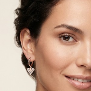 Pendientes de Aro de Diamantes de Forma Redonda con Certificado GRA, Chapados en Oro Rosa de 14K, con Moissanita en Forma de Corazón, Regalo para Bodas y Fiestas - Product Image 4