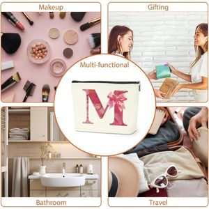 Borsa Cosmetica Personalizzata con Iniziali, Pochette Carina Stile Preppy, Organizer per Trucchi con Monogramma e Fiocco, da Viaggio per Articoli da Toeletta - Product Image 2