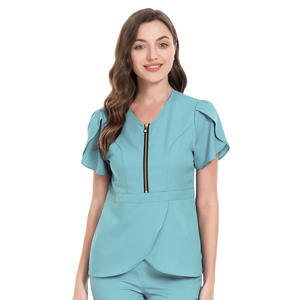 Camisa de Enfermera Ajustada de Punto, Talla Grande, Uniforme Médico Elástico y Moderno para Mujer, Pantalones Rectos - Product Image 6