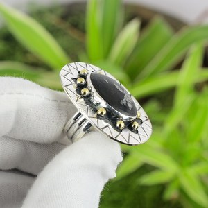 Handmade Bezel Setting Chrysanthemum Gemstone <b>Ring</b> 925 Sterling Silver Unique Elegant Fashion Boho Jewelry for Party - Product Image 3