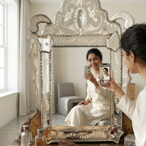 Espejo de Pared Decorativo Barroco Veneciano Antiguo |   Espejo Decorativo con Marco Tallado Ornamentado Vintage para Sala de Estar y Decoración Clásica del Hogar - Product Image 4