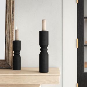 Support de bougie en bois noir artisanal, grand chandelier moderne pour centre de table, décoration intérieure, modèle J N Crafts - Product Image 6