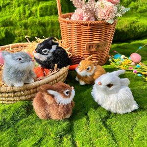 Juego de 5 Figuras Realistas de Conejitos de Pascua en Colores Naturales (Negro, Marrón, Gris) para Coleccionistas, Decoración de Pascua con Aspecto Real - Product Image 2