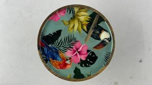Round Wooden Cake Stand Floral Printed Dessert Pedestal Enamel Snack <b>Tray</b> Dishwasher Safe for Home Party Baking Display - Product Image 3