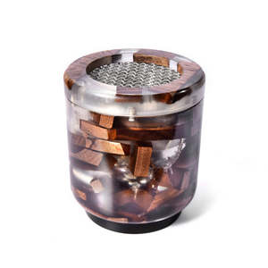 Porte-encens artisanal haut de gamme en résine époxy effet aurore dorée et bois dur, pour bâtonnets et cônes d'encens, méditation - Product Image 2