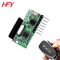 Récepteur sans fil RF 433 MHz, module décodeur de code d'apprentissage 4 canaux HFY-J66E/G, portée 150 m, télécommande universelle à 4 boutons avec arrêt automatique
