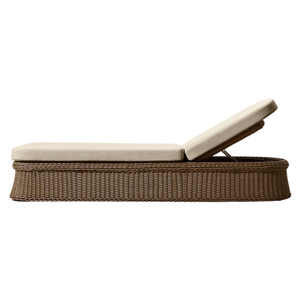 Chaise longue de piscine en teck moderne, mobilier haut de gamme en rotin tressé pour espaces extérieurs relaxants avec coussin confortable - Product Image 2