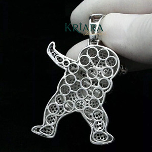 Pendentif Ours en Moissanite Plaqué Rhodium Argent 925 Breloque Animal de Dessin Animé Mignon Thème Unisexe Bijou Quotidien - Product Image 4