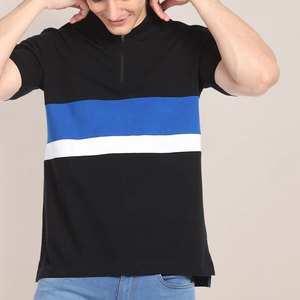 Men's Black <b>Blue</b> White Color Blocked Knitted Short Sleeve <b>Polo</b> <b>Shirt</b> Casual Style Low MOQ Men's <b>Polo</b> <b>Shirts</b> - Product Image 5