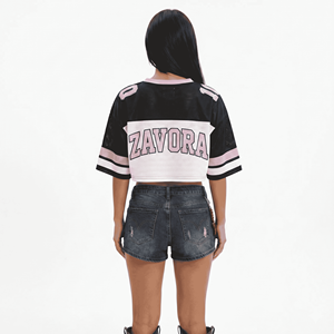 Camiseta Deportiva de Fútbol Americano de Dos Tonos, Estilo Y2K, para Mujer, Corte Holgado, Personalizable con Logotipo de Equipo, Ropa Deportiva Urbana para Entrenamiento - Product Image 2