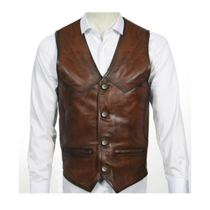 Gilet réversible en cuir véritable pour homme, style motard, fermeture éclair, sans manches, vêtement d'extérieur d'hiver, OEM ODM, marque privée - Product Image 2