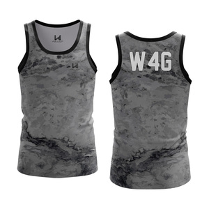 Débardeurs pour hommes en coton tricoté 100% respirant et à séchage rapide, légers et écologiques, avec logo imprimé personnalisé sur le devant, effet délavé - Product Image 1