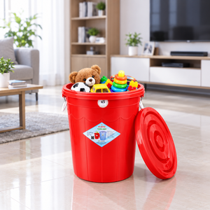 Eco-Conscious 45L Utility Storage Bucket Tight-Fit Lid Wire Latches Rice Water Dirty Clothes Tool Caddy B2B Wholesale - Product Image 1