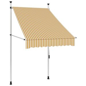 Tendone a 39.4 retrattile manuale a strisce bianche e arancioni \" - Product Image 1
