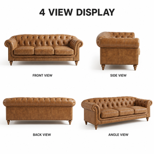 Vietnam Factory Luxury Leather Button Tufted <b>Sofa</b> Bed with Eco-Friendly <b>Foam</b> Cushions Modern 3 Seater for Villa Living Room Deco - Product Image 3