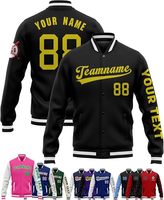 Veste universitaire en satin brodé de haute qualité pour hommes, veste en satin de laine tendance, col montant, boutons, coupe-vent, respirante, toutes tailles